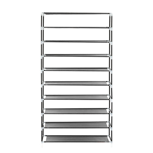 10 Tiers Shoe Rack with Dustproof Cover Closet Shoe Storage Cabinet Organizer Gray