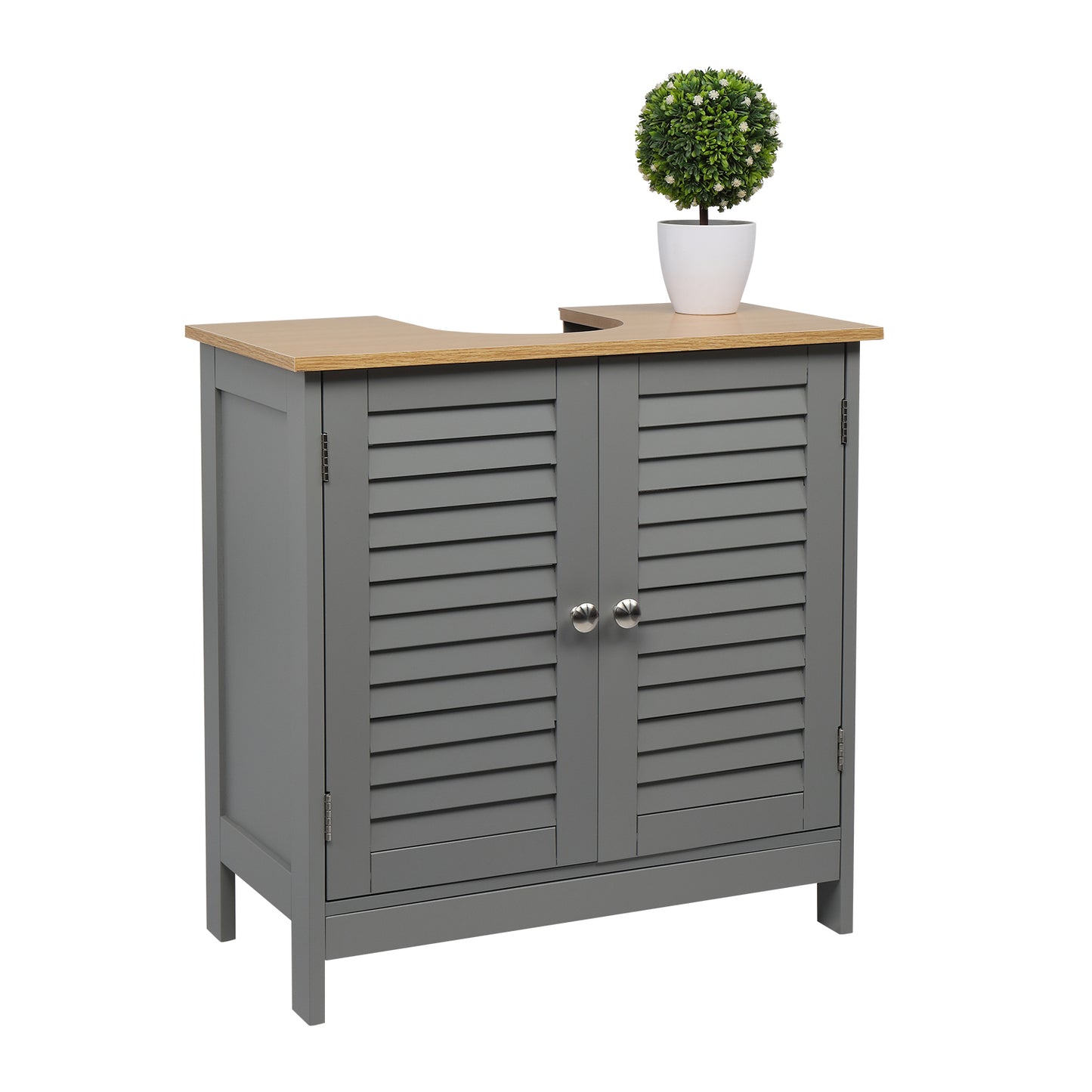 FCH Modern Double Shutter Door MDF Spray Paint Bathroom Sink Cabinet Gray