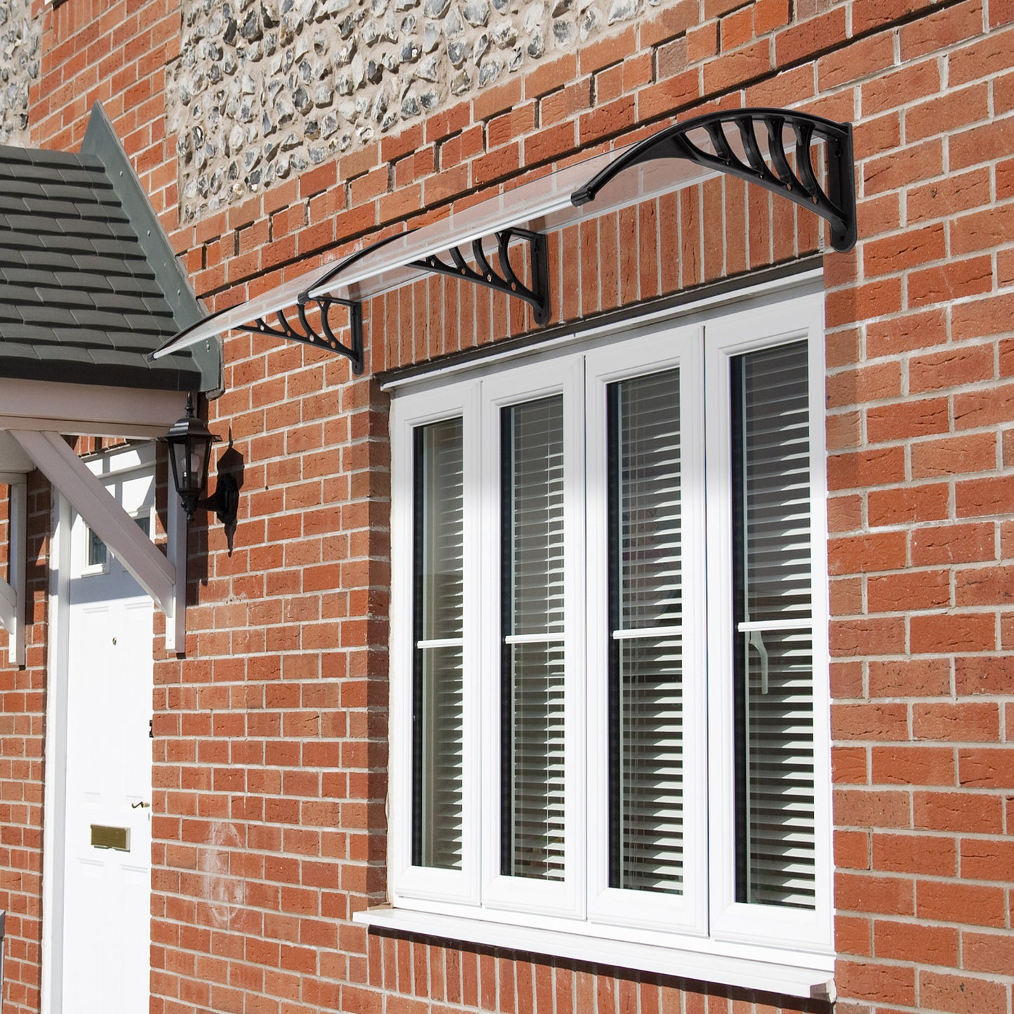 HT-200 x 100 Household Application Door & Window Rain Cover Eaves Brown Board & Black Holder