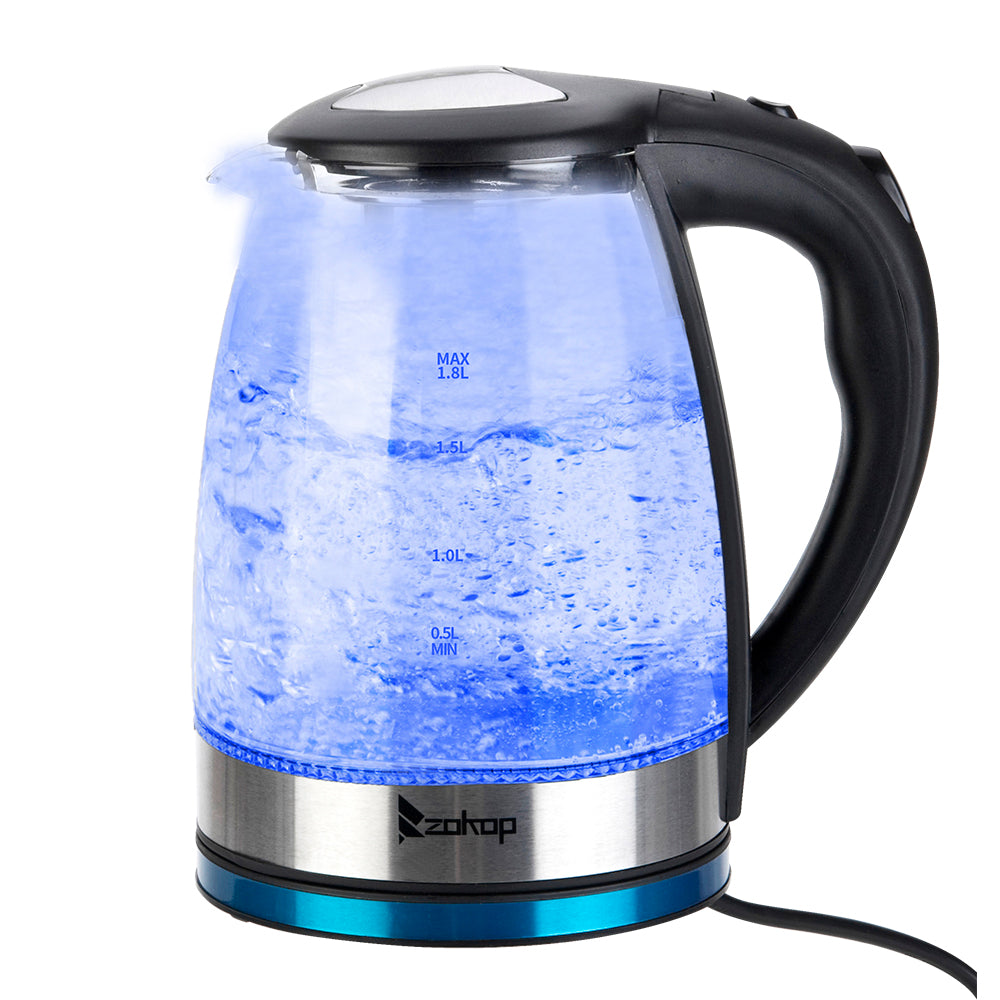 ZOKOP HD-1861-A 220V 2000W 1.8L Electric Glass Kettle UK Plug