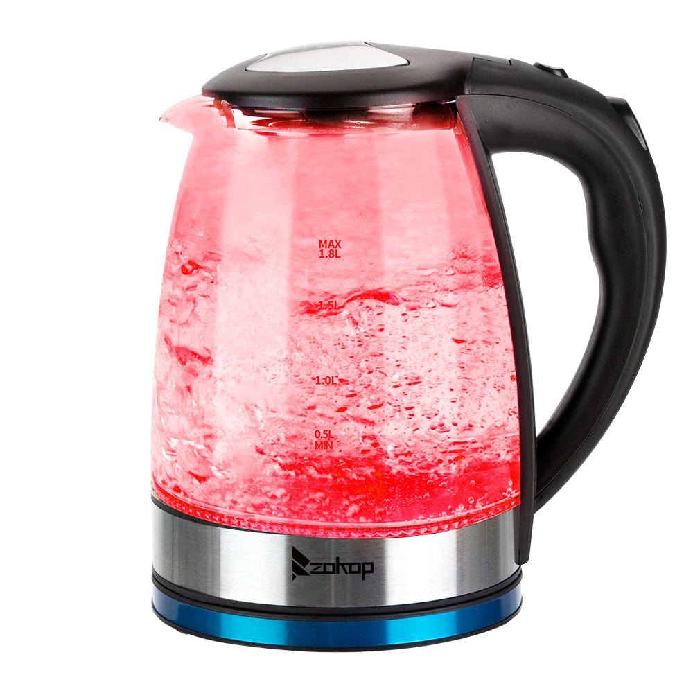 ZOKOP HD-1861-A 220V 2000W 1.8L Electric Glass Kettle UK Plug