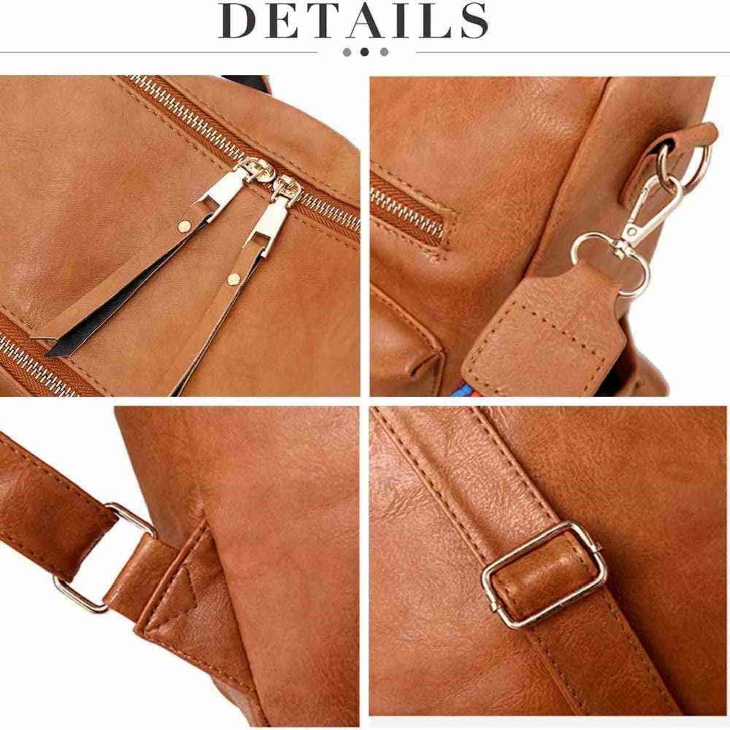 Backpack Purse for Women Fashion PU Leather Designer Anti-theft School Backpack Convertible Shoulder Bags Brown (Ship from Walmart WFS)