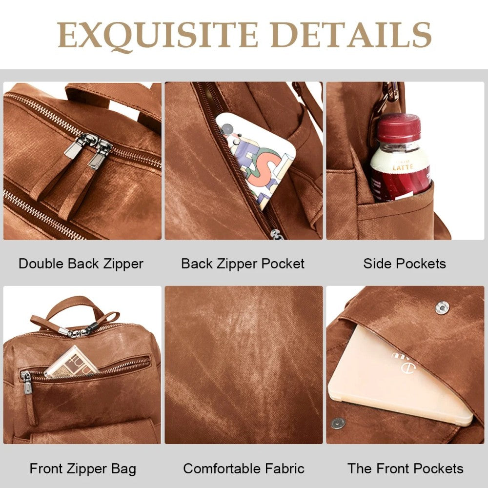 Backpack Purse for Womens, Waterproof PU Leather Backpacks Handbags, Ladies Casual Shoulder Bags Brown(No shipment on weekends)