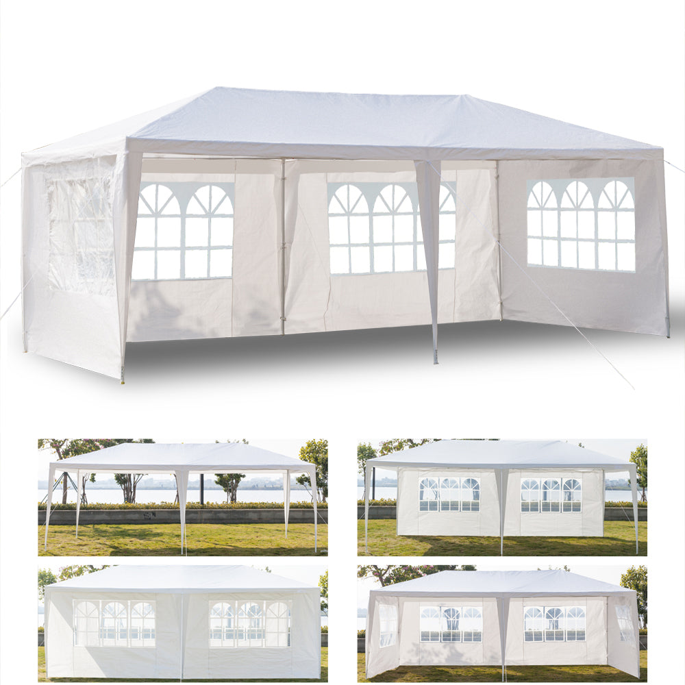 10'X20' Outdoor Party Tent with 4 Removable Sidewalls, Waterproof Canopy Patio Wedding Gazebo, White