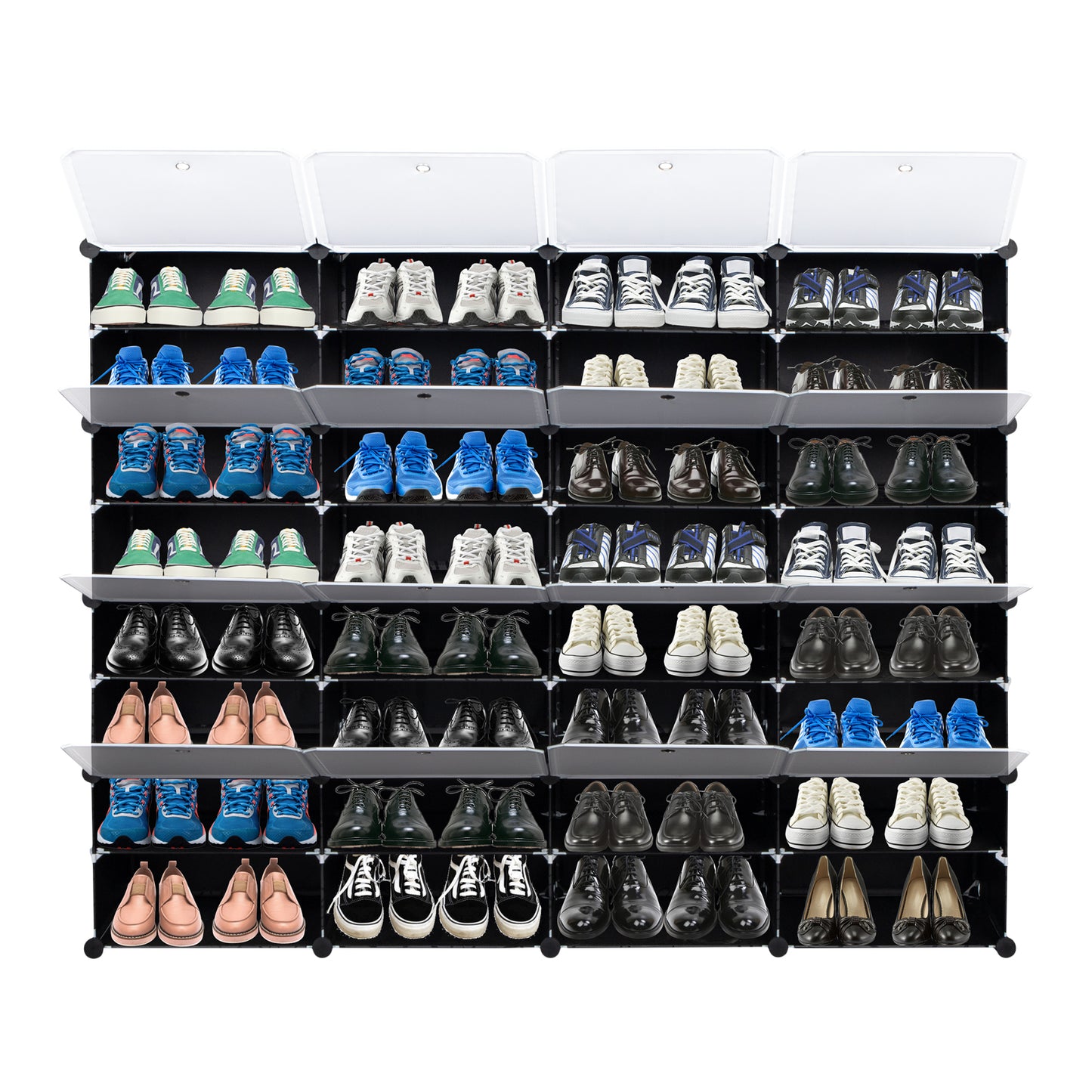 8-Tier Portable 64 Pair Shoe Rack Organizer 32 Grids Tower Shelf Storage Cabinet Stand Expandable for Heels, Boots, Slippers, Black