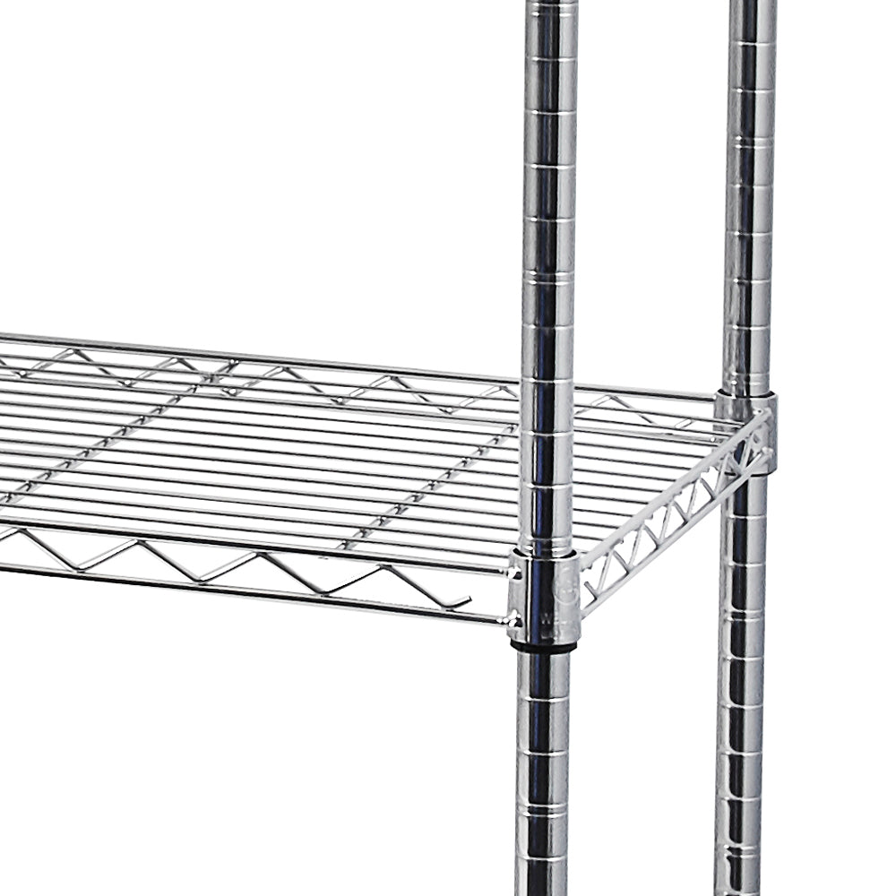 5-Tier NSF Heavy Duty Adjustable Storage Metal Rack with Wheels & Shelf Liners Ideal for Garage, Kitchen, and More - Chrome