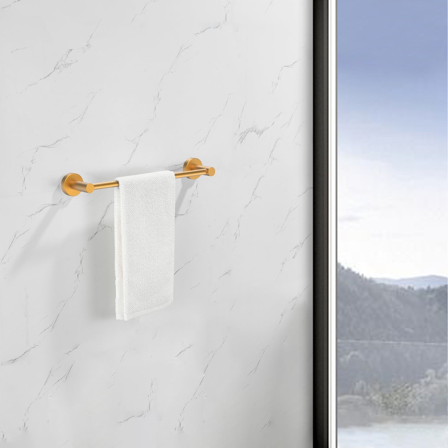 Bathroom Hardware Set, Thicken Space Aluminum 6 PCS Towel bar Set- Brushed Gold 24 Inches Wall Mounted[Unable to ship on weekends, please place orders with caution]