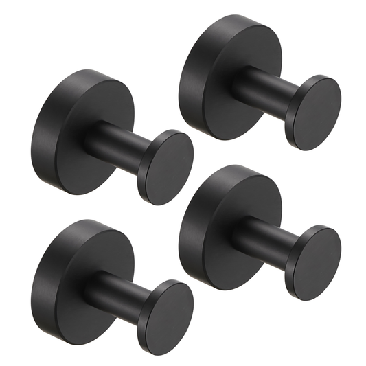 Round Base Wall Hanging Coat Hook with Screws- Matte Black Towel Hook, 4 Pack, for Entry Shoe Cabinet, Wardrobe Bathroom Bedroom Furniture Hardware[Unable to ship on weekends, please place orders with