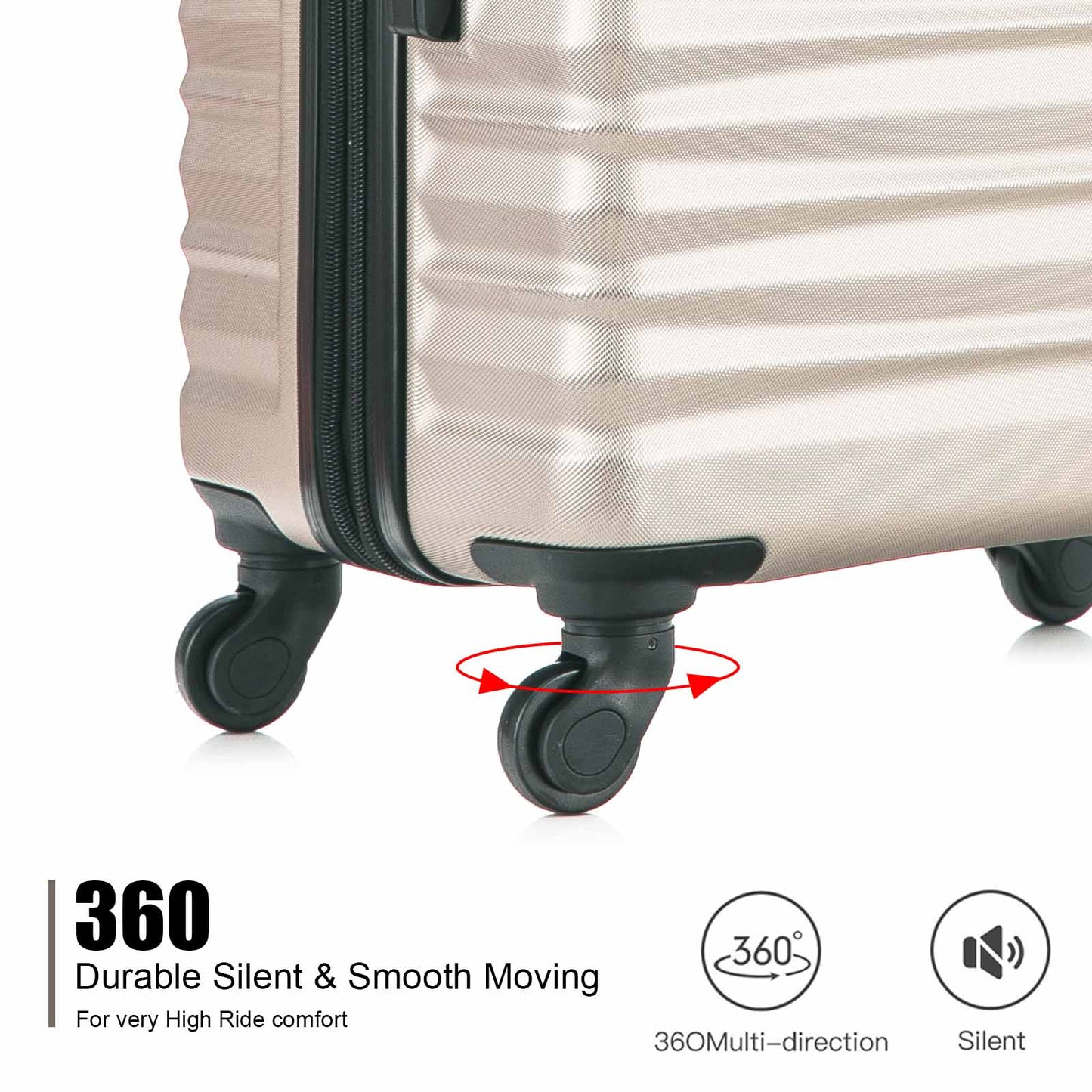 Expandable Hardshell Luggage Sets Suitcase ABS Lightweight with Spinner Wheels TSA Lock Champagne Gold