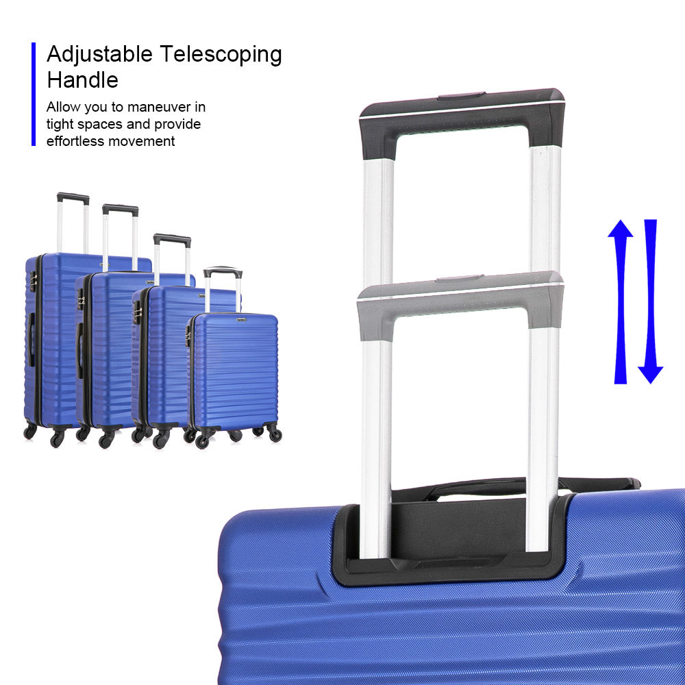 Expandable Hardshell Luggage Sets Suitcases ABS Lightweight with Spinner Wheels TSA Lock Blue