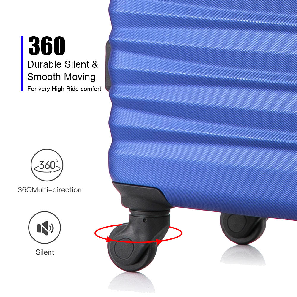 Expandable Hardshell Luggage Sets Suitcases ABS Lightweight with Spinner Wheels TSA Lock Blue