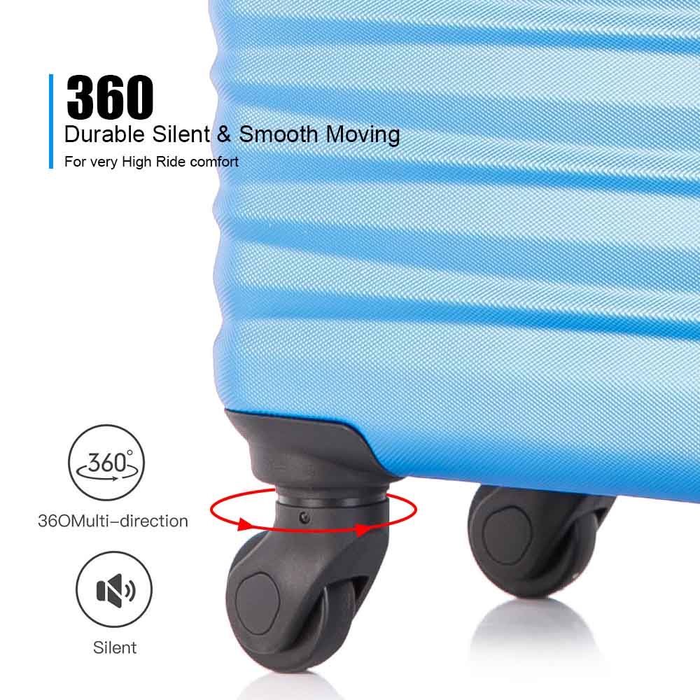 Hardshell Luggage Sets Suitcase ABS Lightweight with Spinner Wheels and TSA Lock Blue