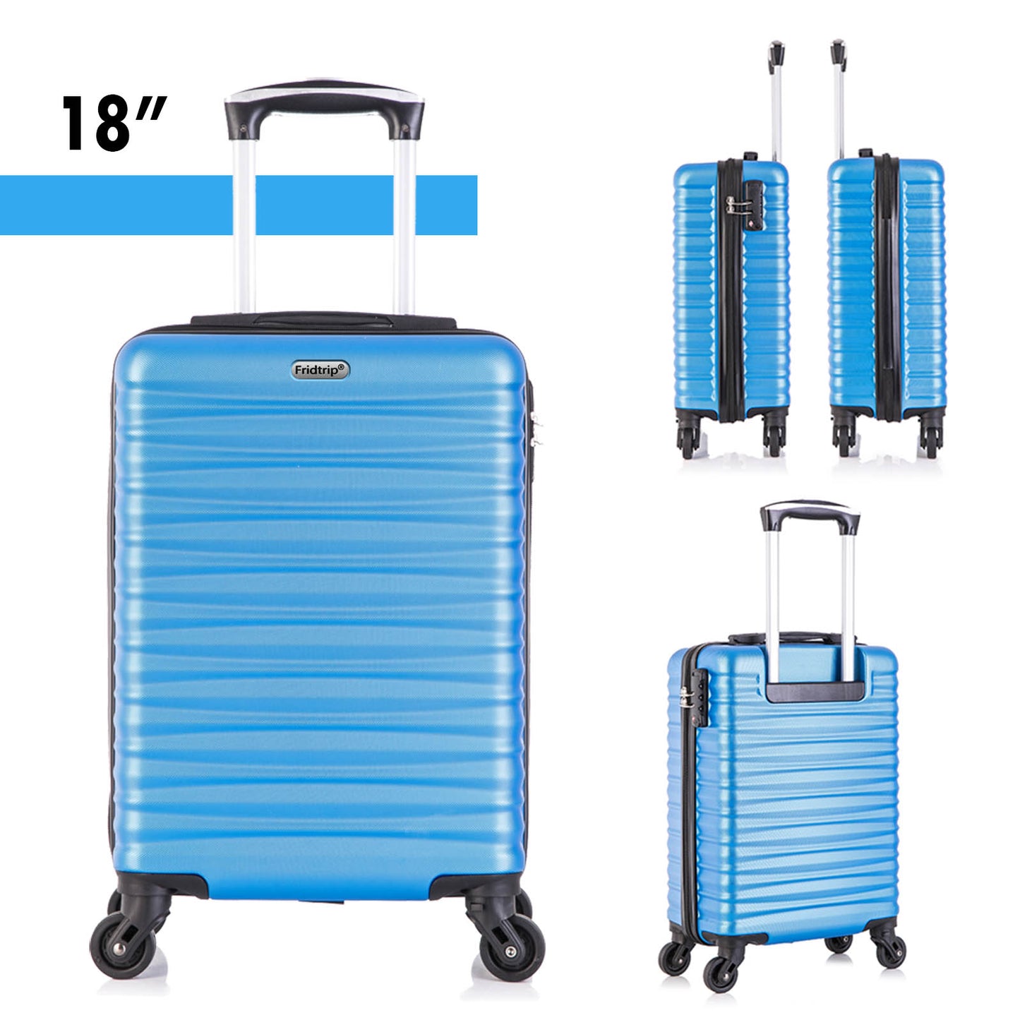 Hardshell Luggage Sets Suitcase ABS Lightweight with Spinner Wheels and TSA Lock Blue