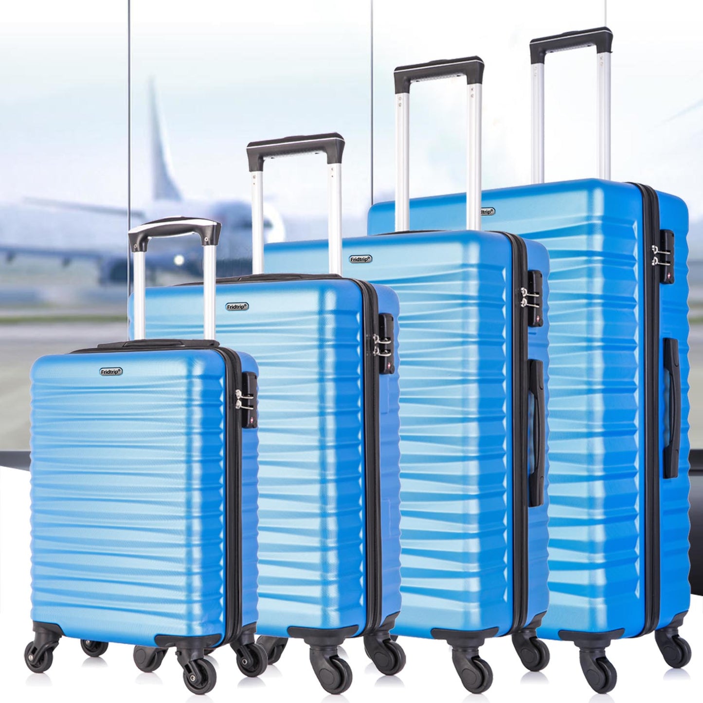 Hardshell Luggage Sets Suitcase ABS Lightweight with Spinner Wheels and TSA Lock Blue
