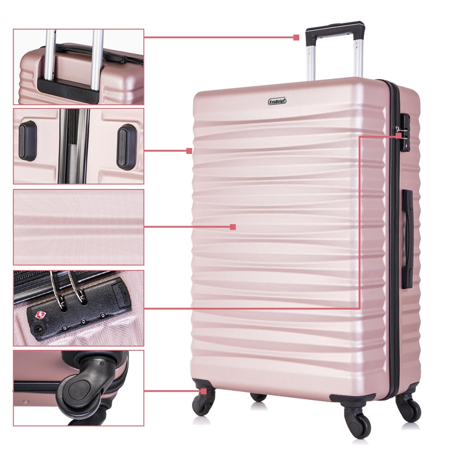 Hardshell Luggage Sets Suitcase ABS Lightweight with Spinner Wheels and TSA Lock Blue