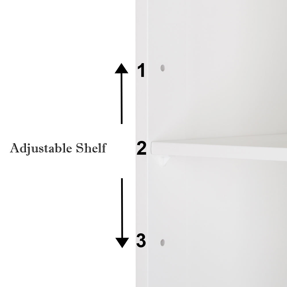3-tier Single Door Mirror Indoor Bathroom Wall Mounted Cabinet Shelf White