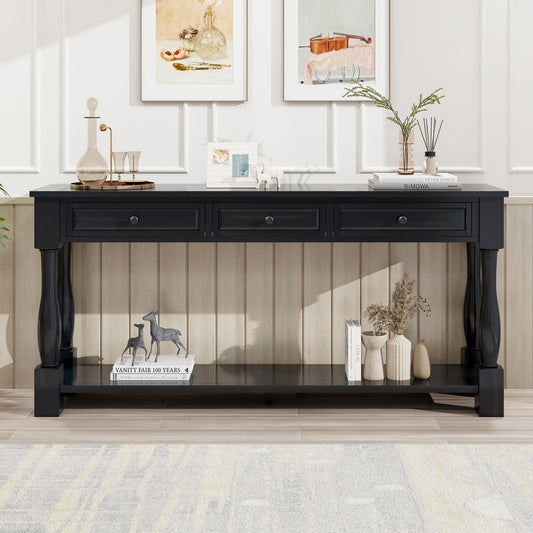 Console Table 63" Long Console Table with Drawers and Shelf for Entryway, Hallway, Living Room