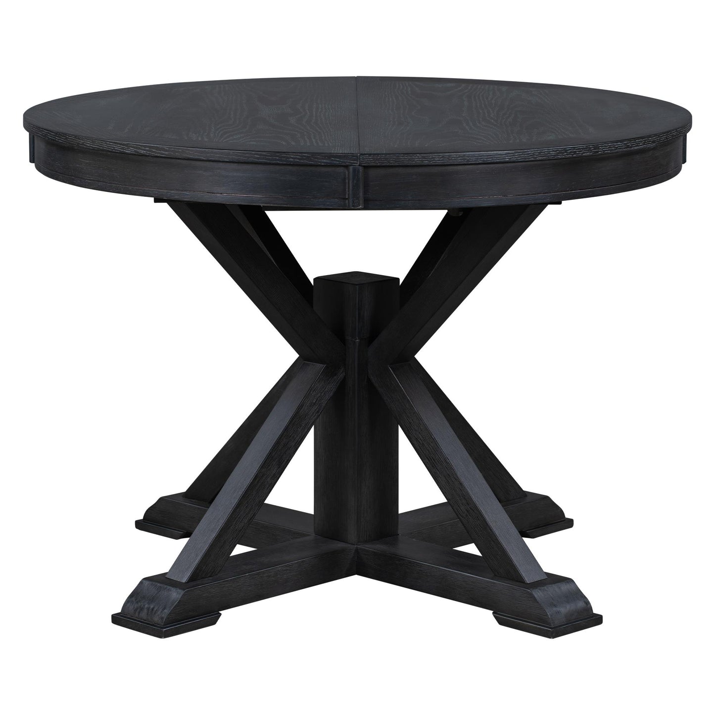 Retro Functional Extendable Dining Table with a 12" Leaf for Dining Room and Living Room (Espresso)