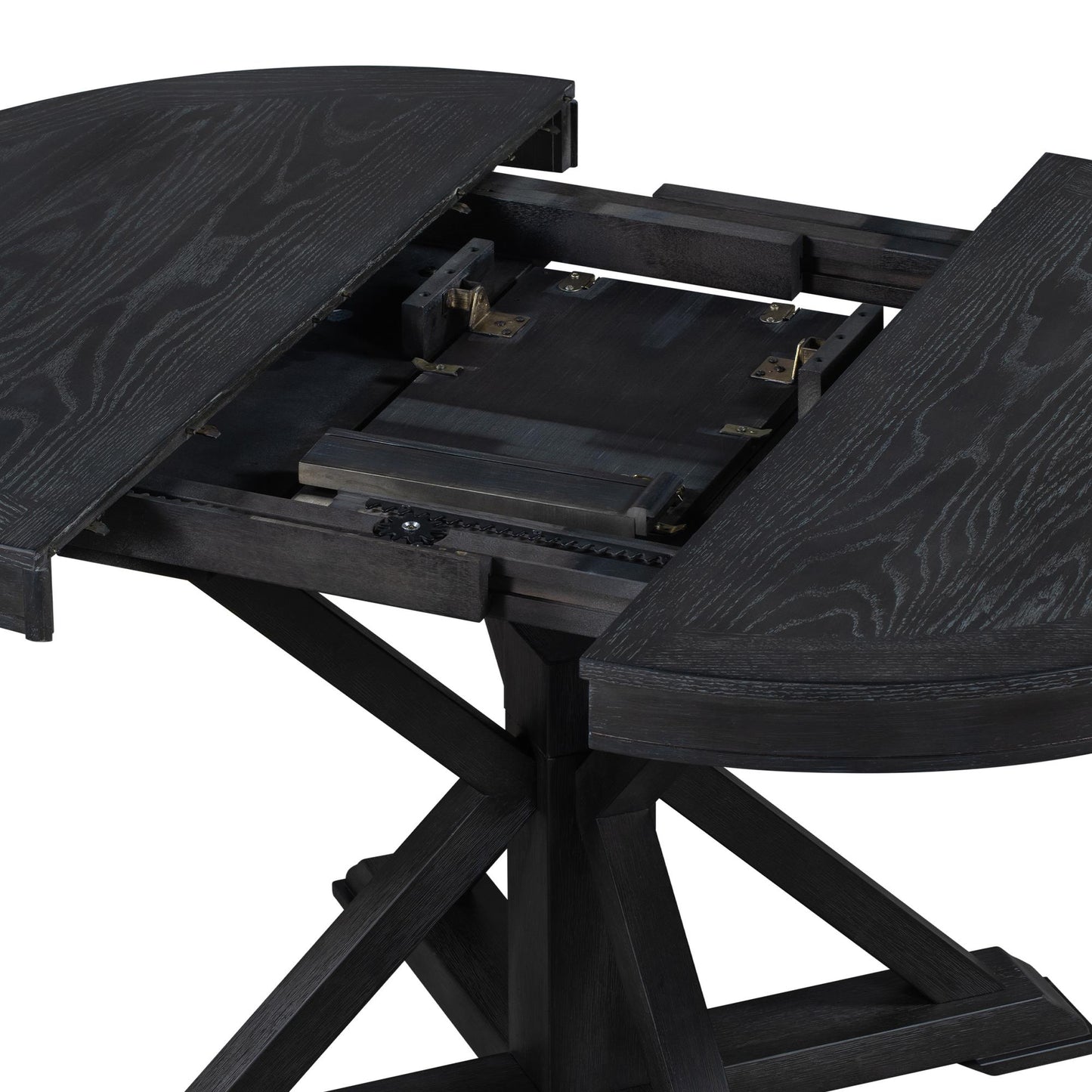 Retro Functional Extendable Dining Table with a 12" Leaf for Dining Room and Living Room (Espresso)