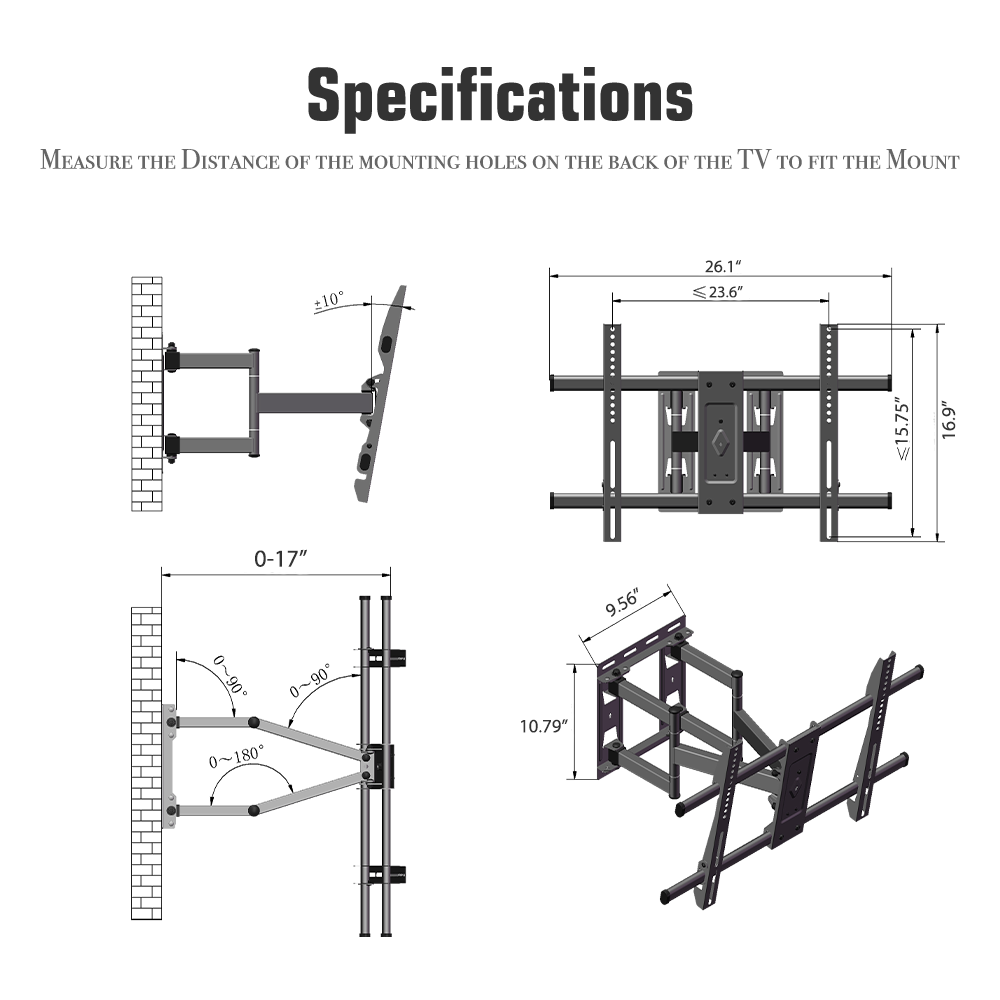 TMDS-106 40-75" Flat Tilting TV Wall Mount with Spirit Level