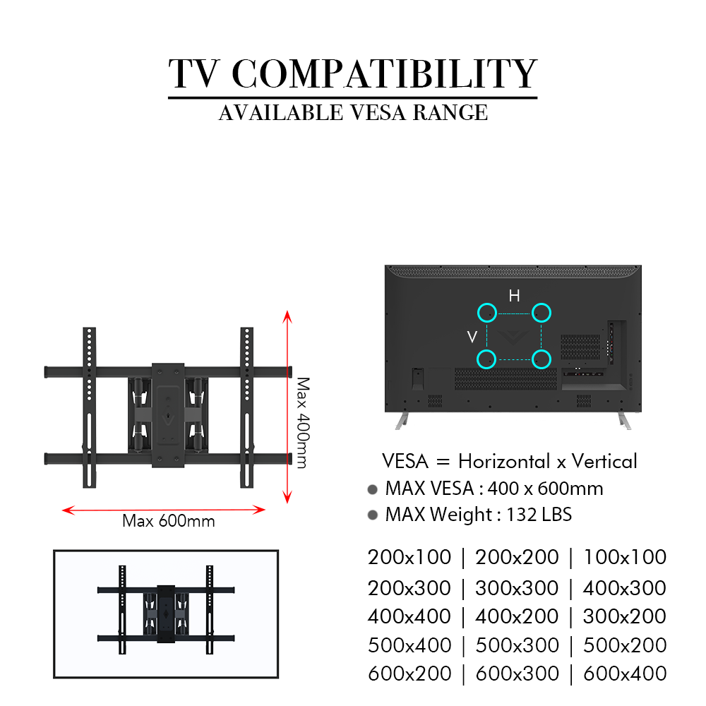 TMDS-106 40-75" Flat Tilting TV Wall Mount with Spirit Level