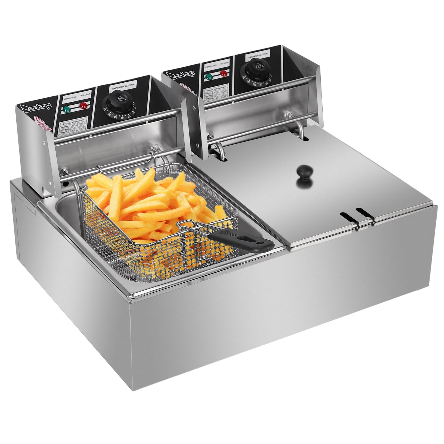 【Old Code-34568414】 EH82 2500W 220-240V 12.7QT/12L Stainless Steel Double Cylinder Electric Fryer UK Plug