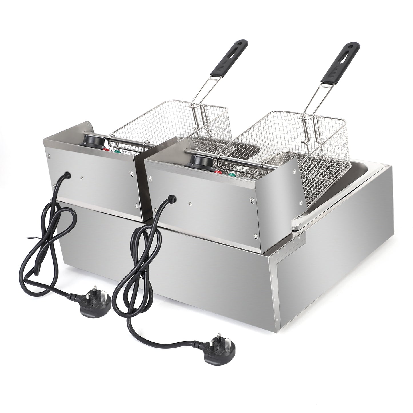 【Old Code-34568414】 EH82 2500W 220-240V 12.7QT/12L Stainless Steel Double Cylinder Electric Fryer UK Plug