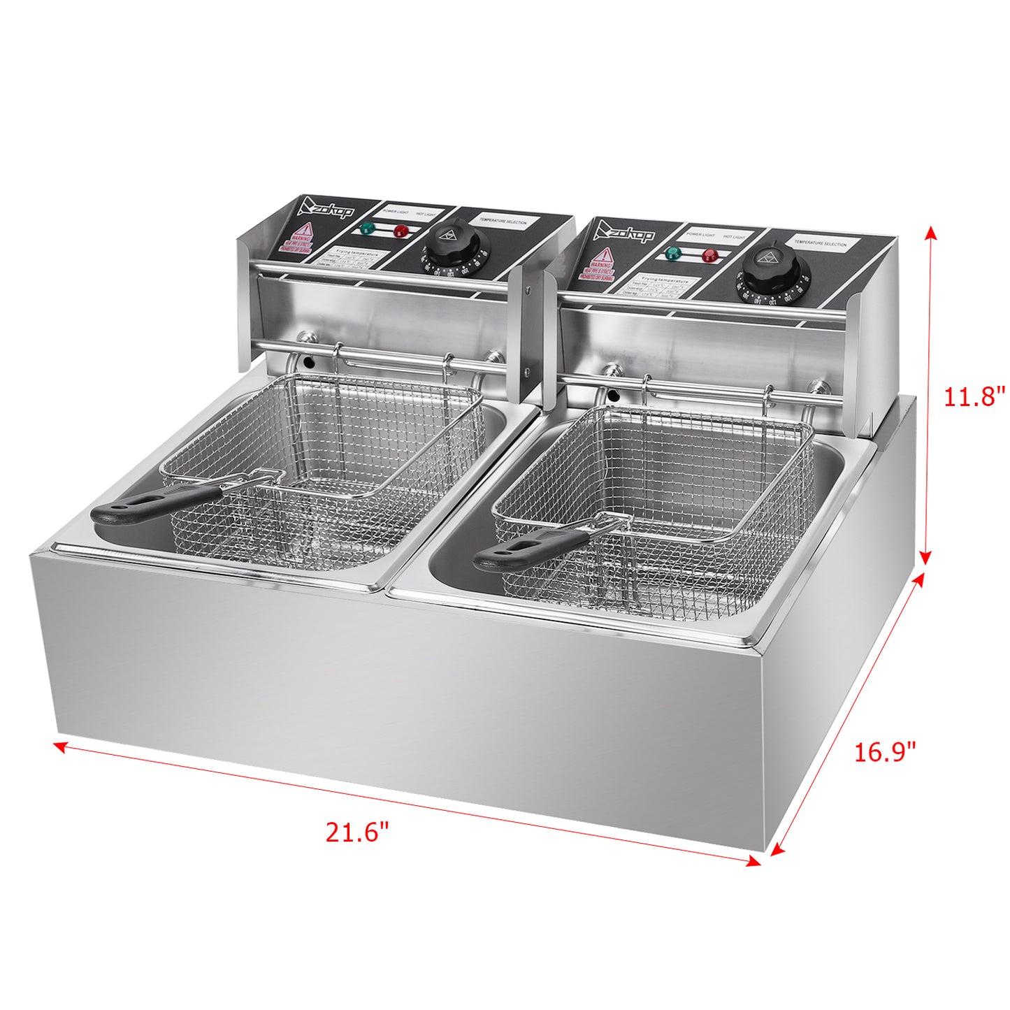 【Old Code-34568414】 EH82 2500W 220-240V 12.7QT/12L Stainless Steel Double Cylinder Electric Fryer UK Plug