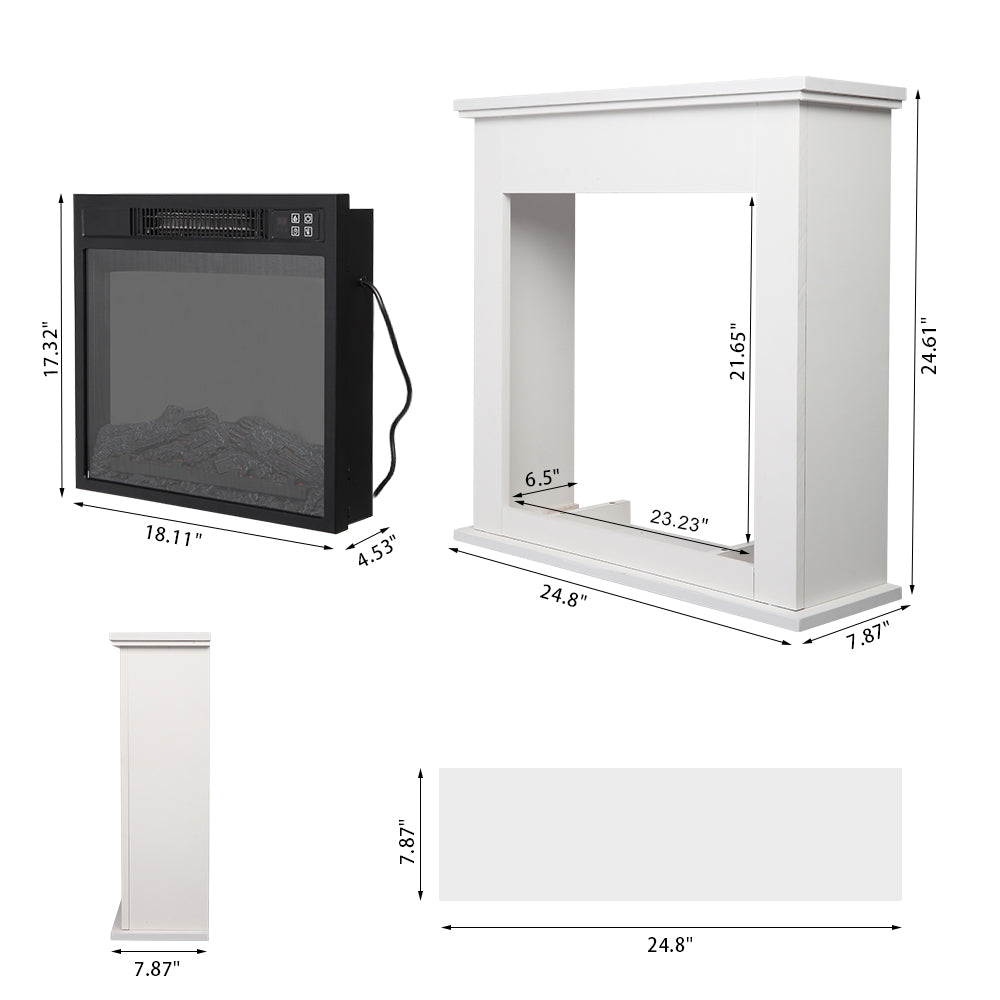SF103-18G HA209-25 18 Inch White Wood Cabinet Style 1400W Single Color / Fake Wood / Heating Wire / With Small Remote Control Movement Black