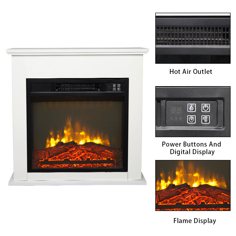 SF103-18G HA209-25 18 Inch White Wood Cabinet Style 1400W Single Color / Fake Wood / Heating Wire / With Small Remote Control Movement Black