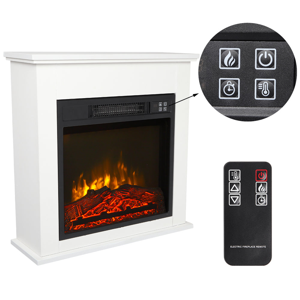 SF103-18G HA209-25 18 Inch White Wood Cabinet Style 1400W Single Color / Fake Wood / Heating Wire / With Small Remote Control Movement Black