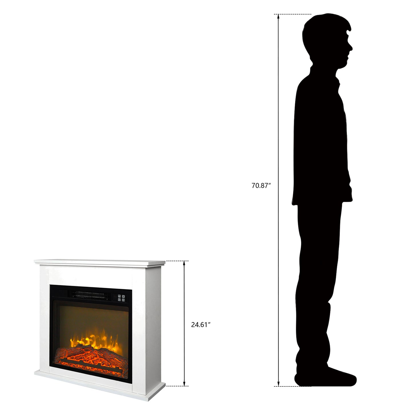 SF103-18G HA209-25 18 Inch White Wood Cabinet Style 1400W Single Color / Fake Wood / Heating Wire / With Small Remote Control Movement Black