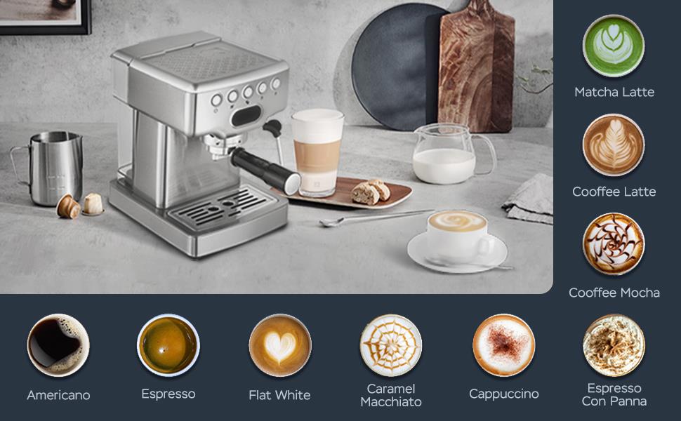 Espresso Machine,20 bar espresso machine with milk frother for latte,cappuccino,Machiato,for home espresso maker,1.8L Water Tank,Stainless Steel Complimentary ESE Filter Ban on Amazon, Temu