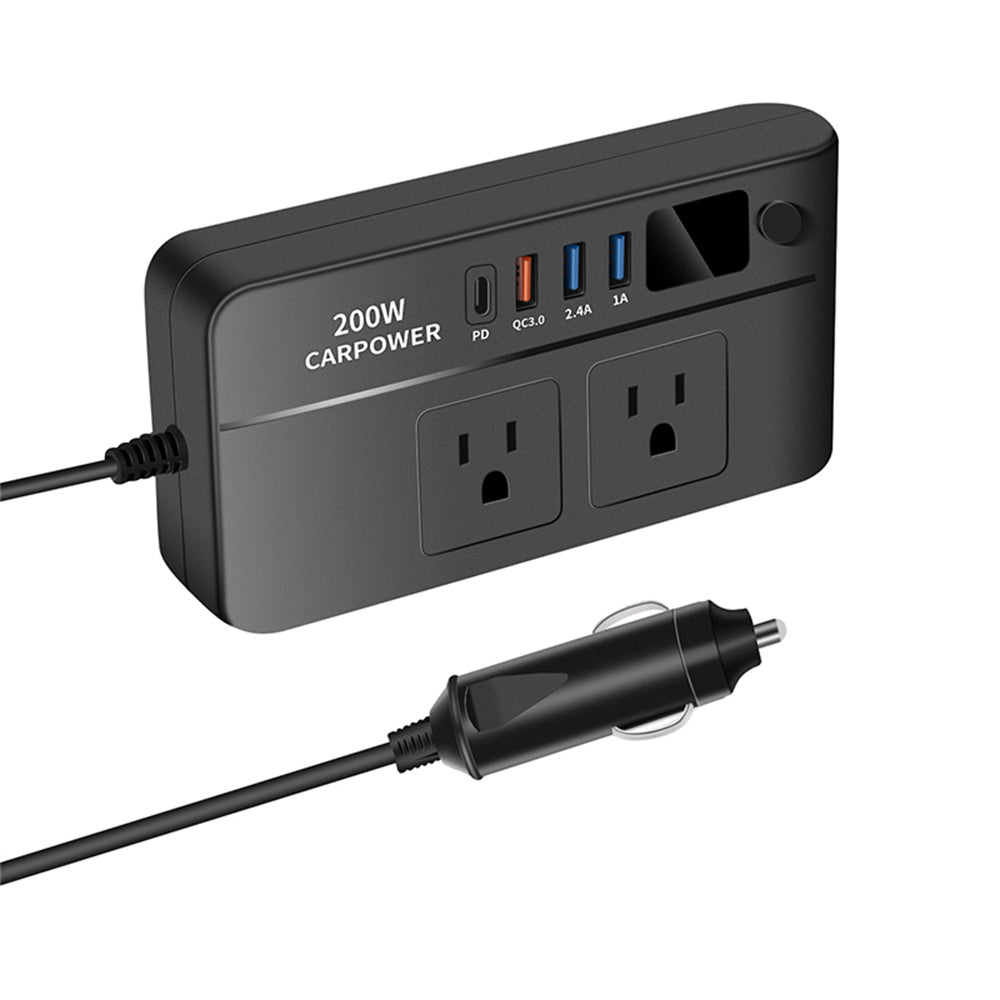 Multi Bulton Socket Car Inverter Mulifunctional Car Power Converter Socket -12V To 220V