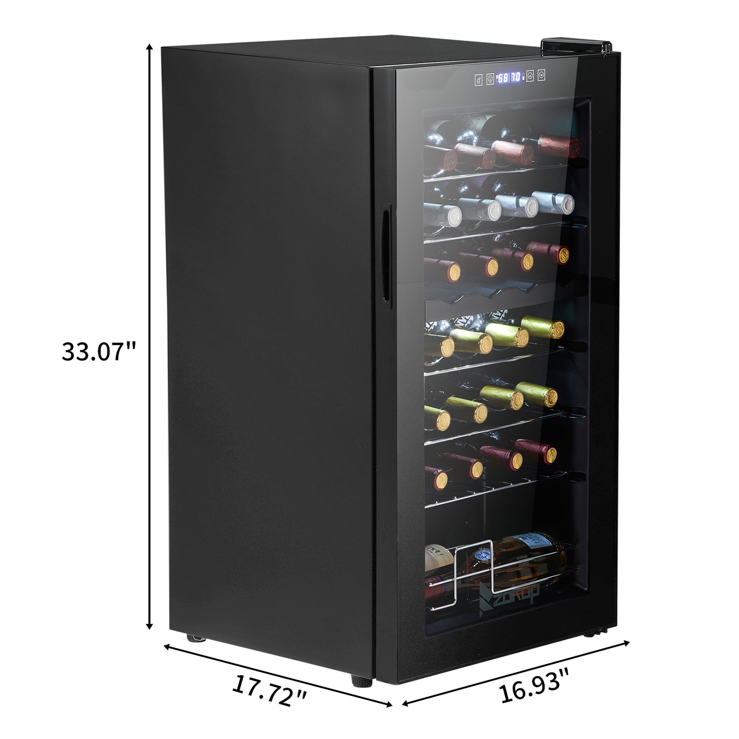 Dual Zone Wine and Beverage Refridgerator, 28 Bottle Wine Fridge with Independent Temperature Control & Glass Door, Freestanding Wine Cooler Chiller for Wine Champagne Beer