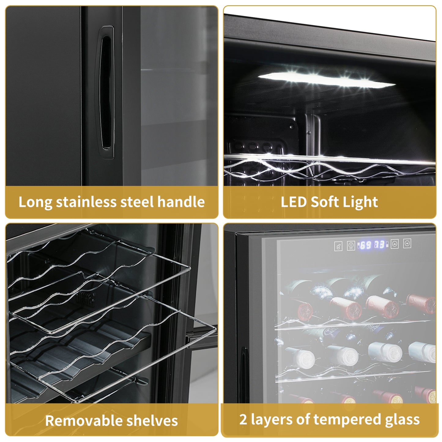 Dual Zone Wine and Beverage Refridgerator, 28 Bottle Wine Fridge with Independent Temperature Control & Glass Door, Freestanding Wine Cooler Chiller for Wine Champagne Beer