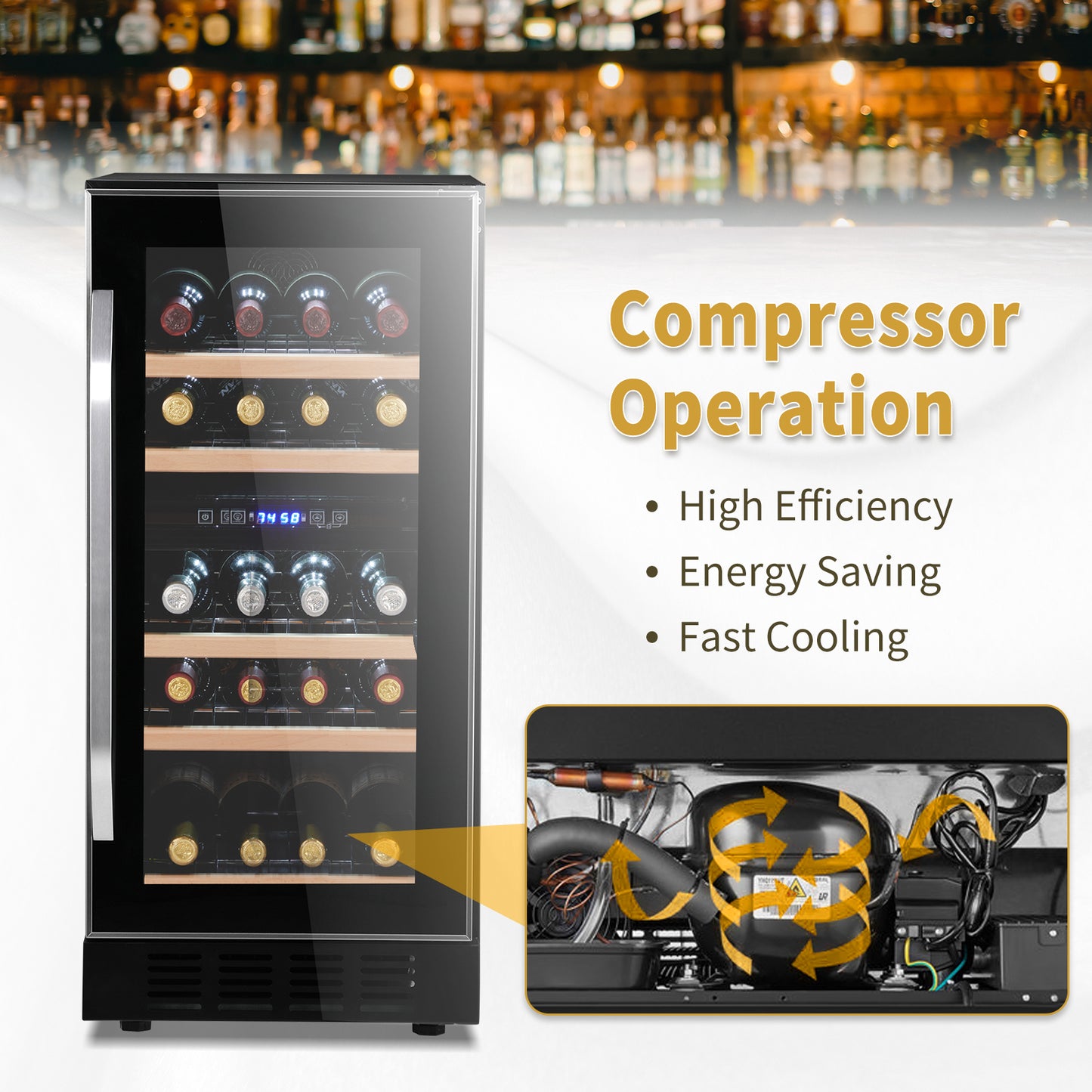 Dual Zone Wine and Beverage Refrigerator, 26 Bottle Wine Fridge with Independent Temperature Control & Glass Door, Built-in/Freestanding/Under Counter Wine Cooler Chiller for Wine Champagne Beer