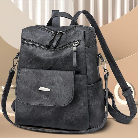 PU Leather Backpack Purse for Women Casual Handbag Ladies Shoulder Bags Black（No shipment on weekends）