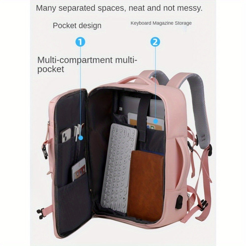 Women's Large Capacity Backpack with USB Charger and Shoe Pocket, Flight-Approved for Easy Travel. (Maybe YunExpress Logistics)