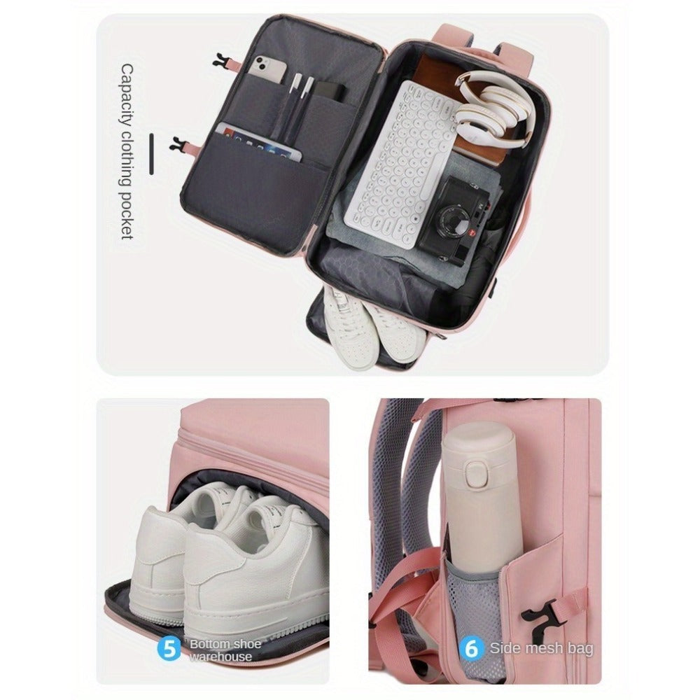 Women's Large Capacity Backpack with USB Charger and Shoe Pocket, Flight-Approved for Easy Travel. (Maybe YunExpress Logistics)