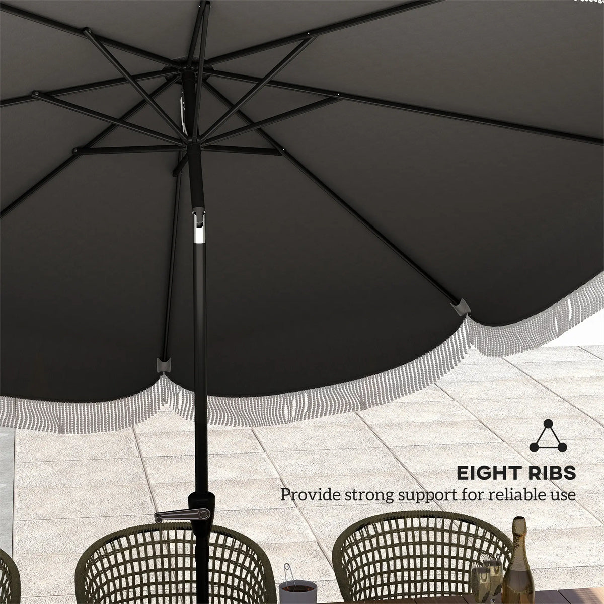 8.8FT Elegance Patio Umbrella, UPF 30+ Outdoor Market Umbrella with 8 Ribs, Push Button Tilt,Charcoal Gray