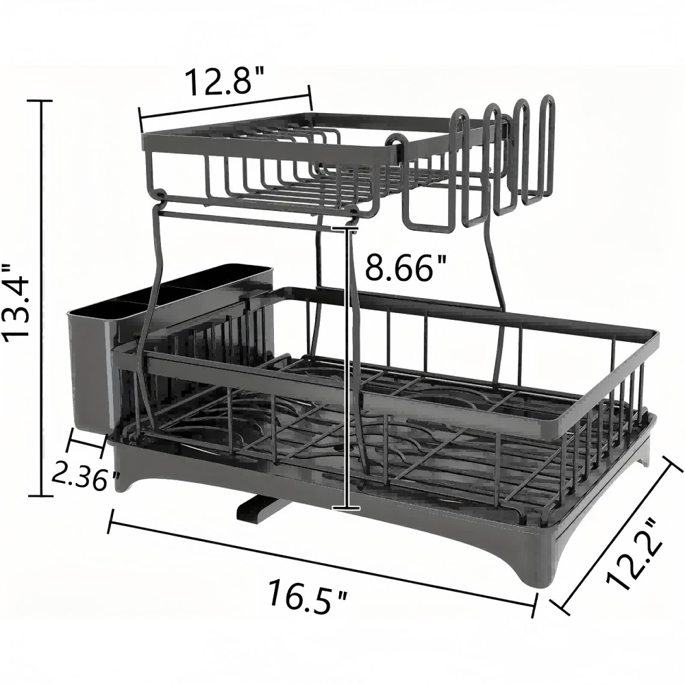 Dish Racks for Kitchen Counter, Stainless Steel Kitchen Dish Drying Rack with Drainboard, Detachable Dish Drainers with Utensil Holders