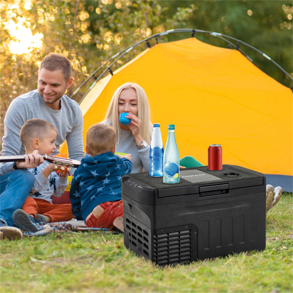 12 Volt Car Refrigerator w/ -4℉~68℉ Adjustable Range Divider for Camping