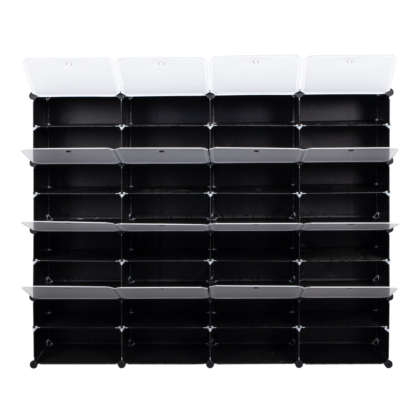 8-Tier Portable 64 Pair Shoe Rack Organizer 32 Grids Tower Shelf Storage Cabinet Stand Expandable for Heels, Boots, Slippers, Black