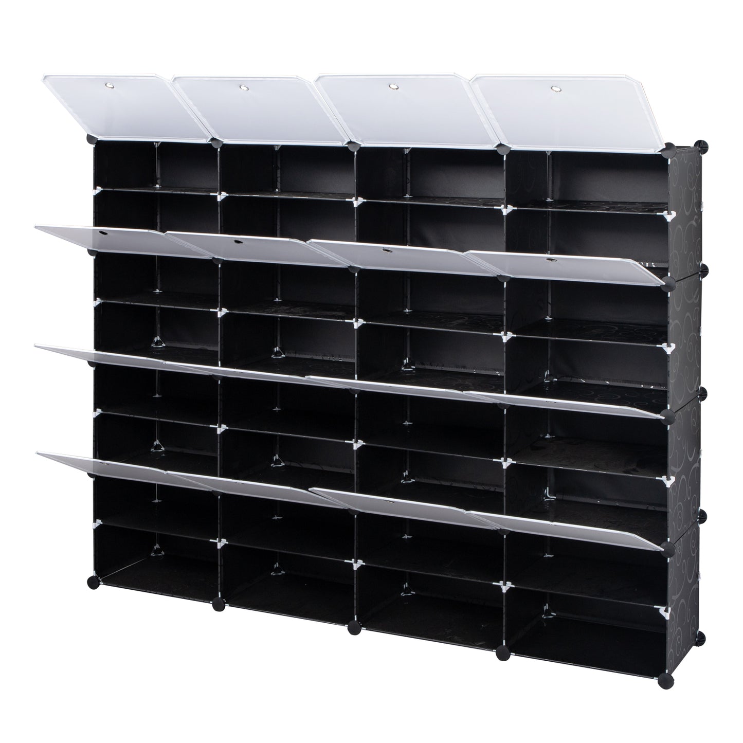 8-Tier Portable 64 Pair Shoe Rack Organizer 32 Grids Tower Shelf Storage Cabinet Stand Expandable for Heels, Boots, Slippers, Black