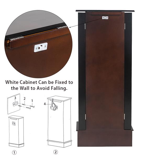 Jewelry Cabinet Box Storage Chest Necklace Wood Walnut Stand Organizer