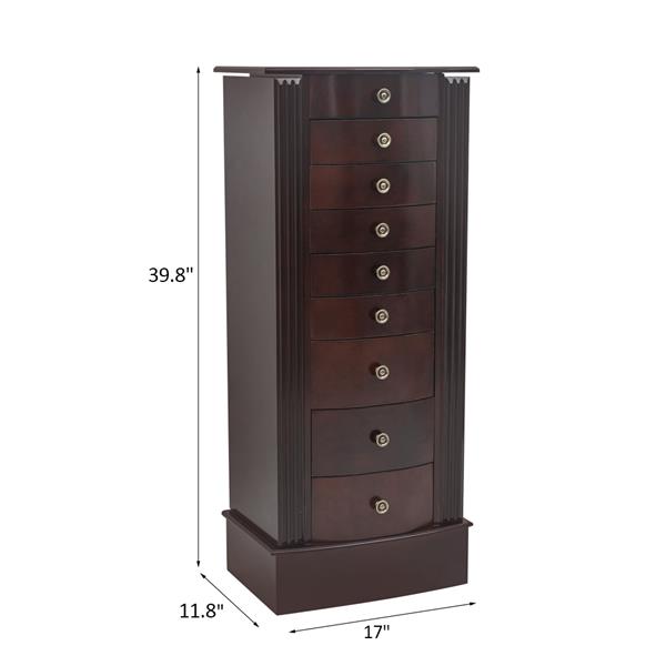 Jewelry Cabinet Box Storage Chest Necklace Wood Walnut Stand Organizer