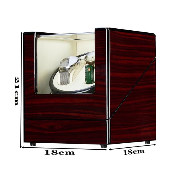 Double Watch Winder Automatic Rotation Wood Display Case Storage Organizer
