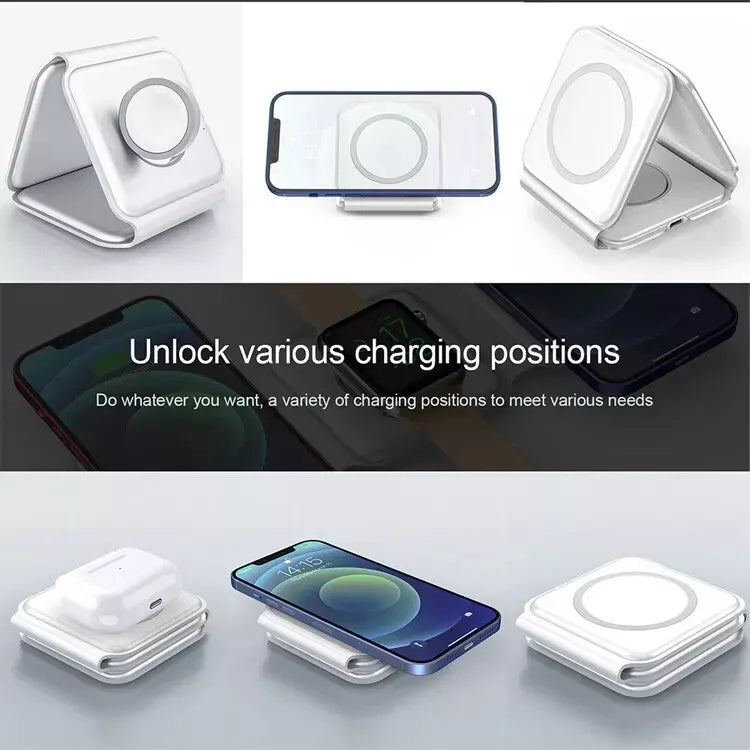 3 in 1 Wireless Charging Station For iPhone Air Pods And  iWatch Travel Charger