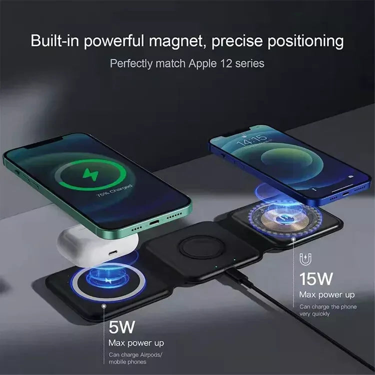 3 in 1 Wireless Charging Station For iPhone Air Pods And  iWatch Travel Charger